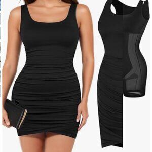 Popilush Mini Dresses for Women U-Neck Shapewear Tummy Control